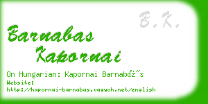 barnabas kapornai business card